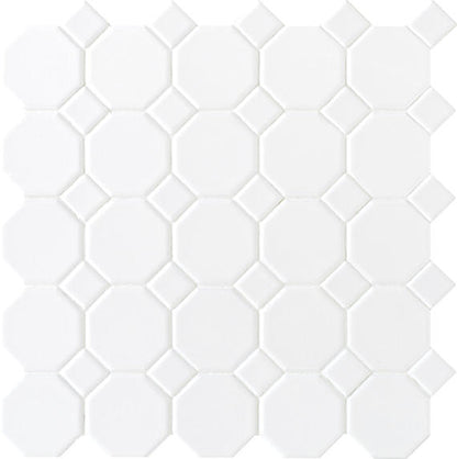 Octagon & Dot Matte White Octagon 2X2 Matte