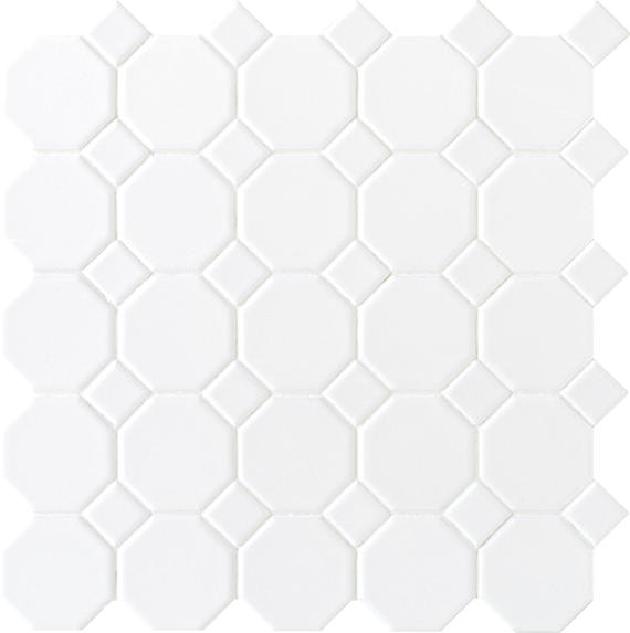 Octagon & Dot Matte White Octagon 2X2 Matte