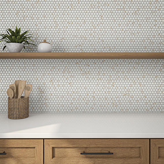 Uptown Glass Posh Spritzer Hexagon 1X1 Matte