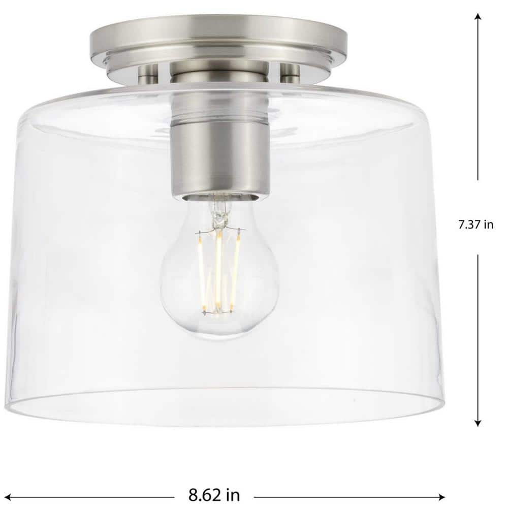 Adley Collection 1-Light Brushed Nickel Clear Glass New Traditional Flush Mount Light