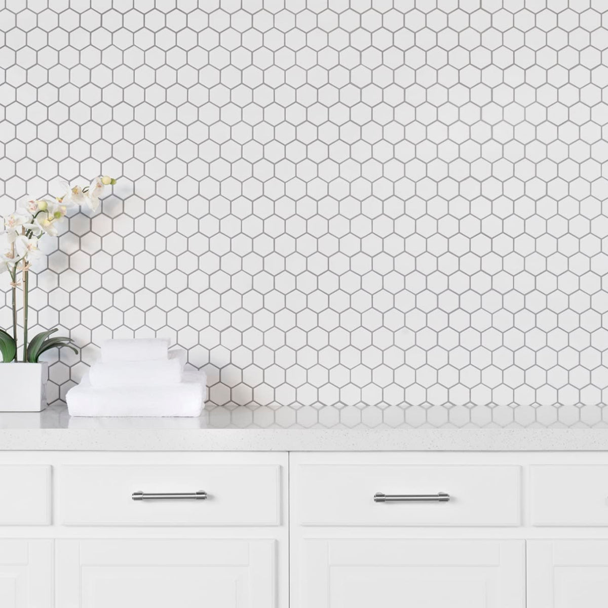 Le Cafe White 2x2 Hexagon Mosaic Matte