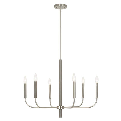 6-Light Brushed Nickel Classic Candlestick Chandelier