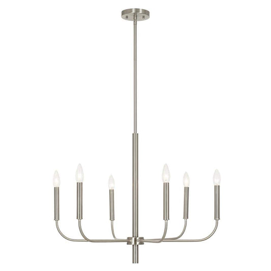 6-Light Brushed Nickel Classic Candlestick Chandelier