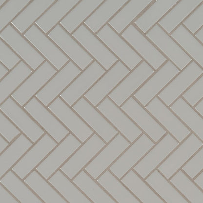 Gray Glossy Herringbone Mosaic