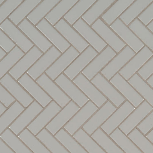 Gray Glossy Herringbone Mosaic