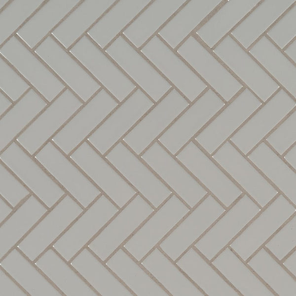 Gray Glossy Herringbone Mosaic