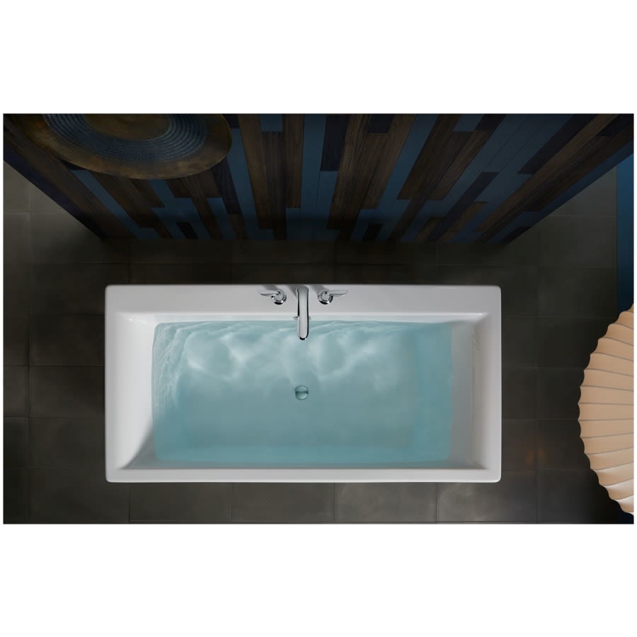 Stargaze 72" Free Standing Bath Tub with Fluted Shroud, Lumbar Support, and Center Drain