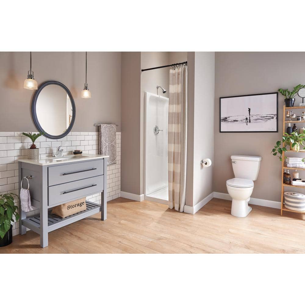 Foundations 2-Piece 1.28 GPF Single Flush Round Toilet in White