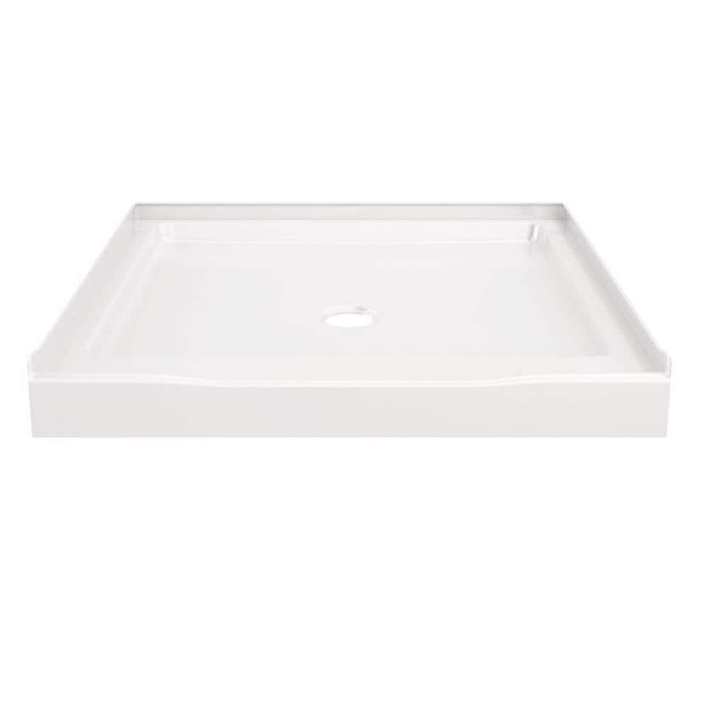 Classic 500 36 in. L x 36 in. W Alcove Shower Pan Base with Center Drain in High Gloss White