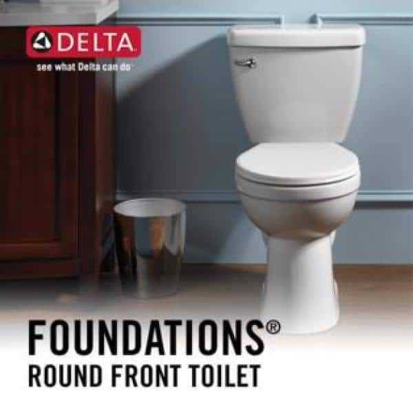Foundations 2-Piece 1.28 GPF Single Flush Round Toilet in White