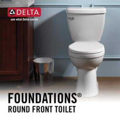 Foundations 2-Piece 1.28 GPF Single Flush Round Toilet in White