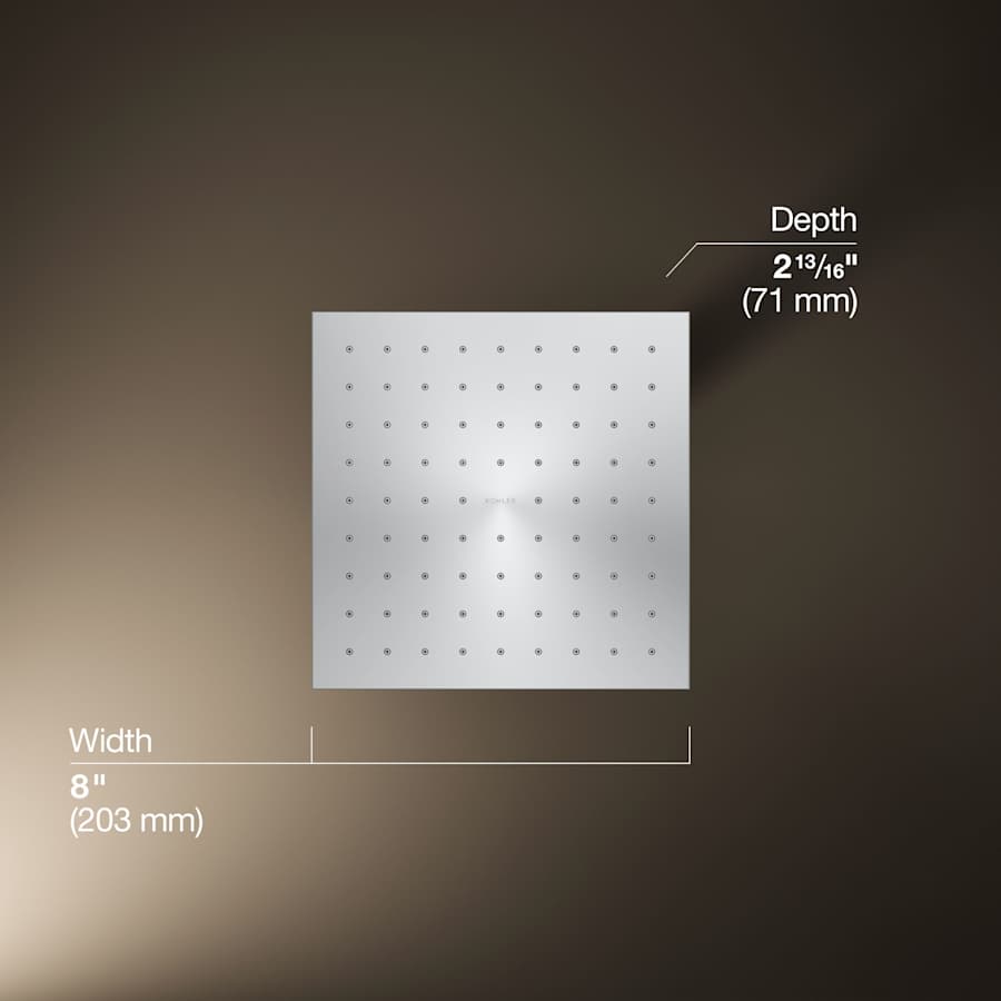 Contemporary Square 8" Single Function 2.5 GPM Rainhead with MasterClean Sprayface and Katalyst Air-Induction Technology
