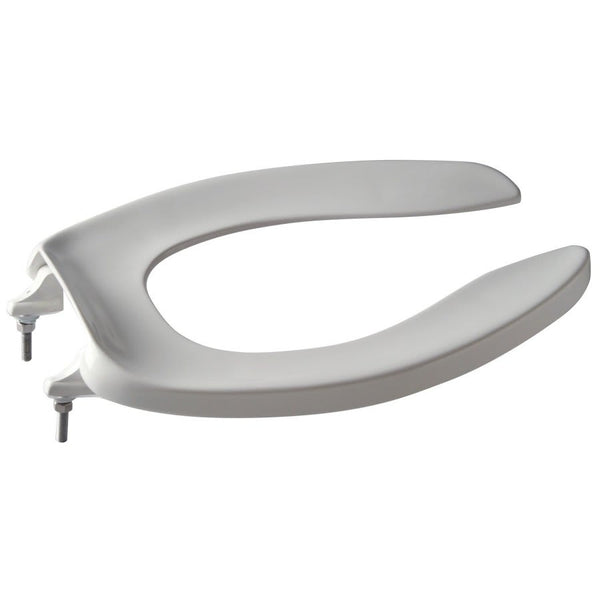 Toilet Seat, Elongated Bowl, Open Front, Less Cover, Plastic, White
