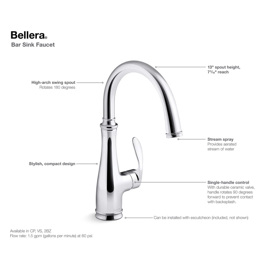 Bellera 1.5 GPM Single Hole Bar Faucet