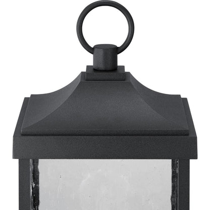 Park Court 1-Light Textured Black Traditional Outdoor Post Lantern with Clear Seeded Glass