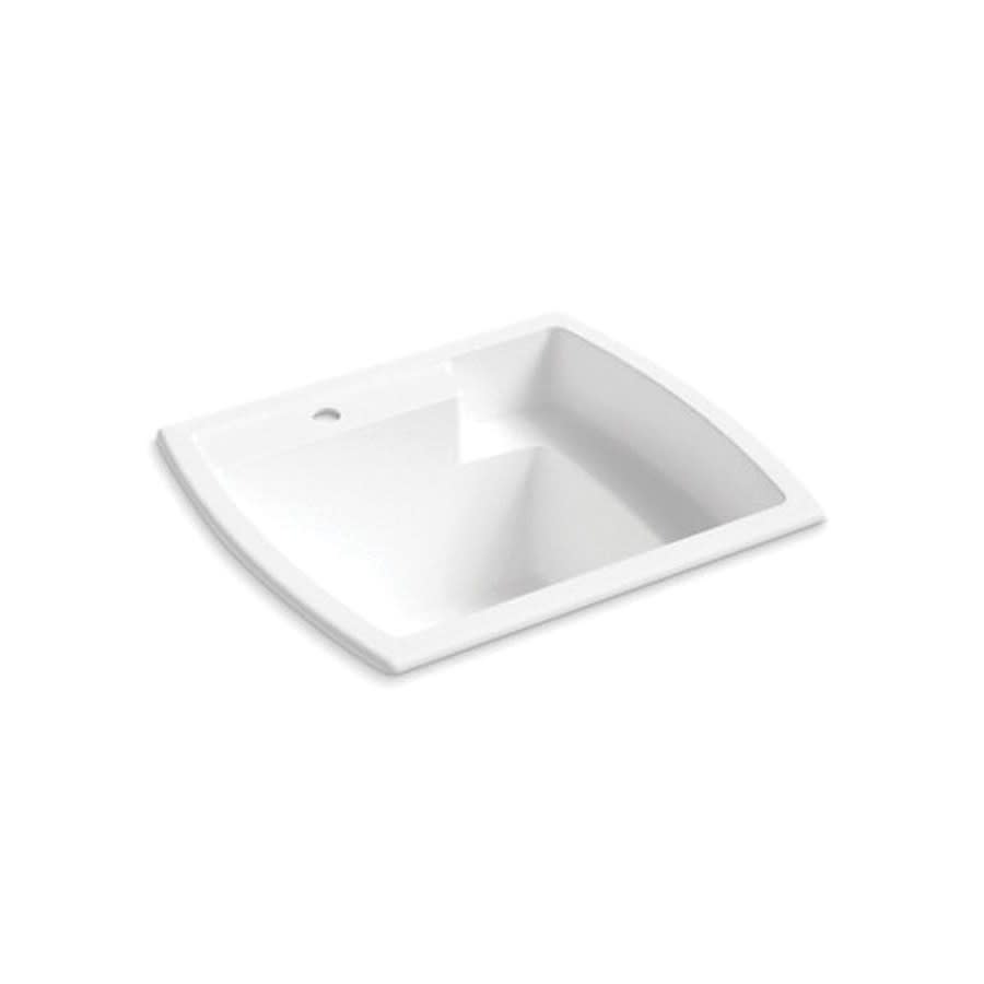 Latitude® Utility Sink, 1 Basin, Top Mount, 1-Hole, Solid Surface, White