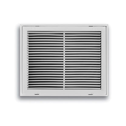 Fixed Bar Type Return Filter Grille, 20 x 16 in, 30 deg Pitch, 1 in Filter, Steel, White