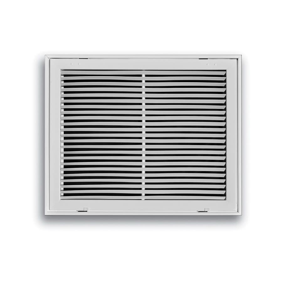 Fixed Bar Type Return Filter Grille, 20 x 20 in, 30 deg Pitch, 1 in Filter, Steel, White