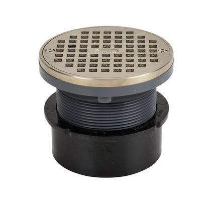 82000 Trap Primer Floor Drain, 4 in Outlet, Socket, 5 in Round Nickel Bronze Top