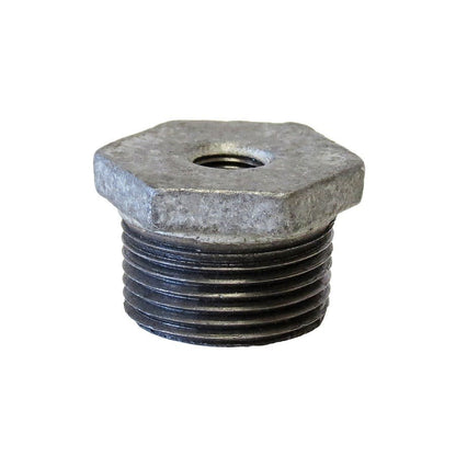 Hex Head Bushing, 1-1/4 x 1/2 in, MNPT x FNPT, 150 lb, Malleable Iron, Galvanized, Domestic