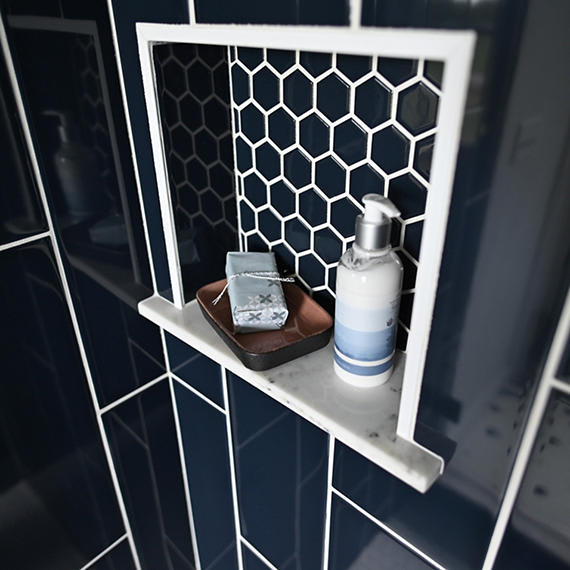 Color Wheel Mosaic Navy Hexagon 1.5X1.5 Glossy