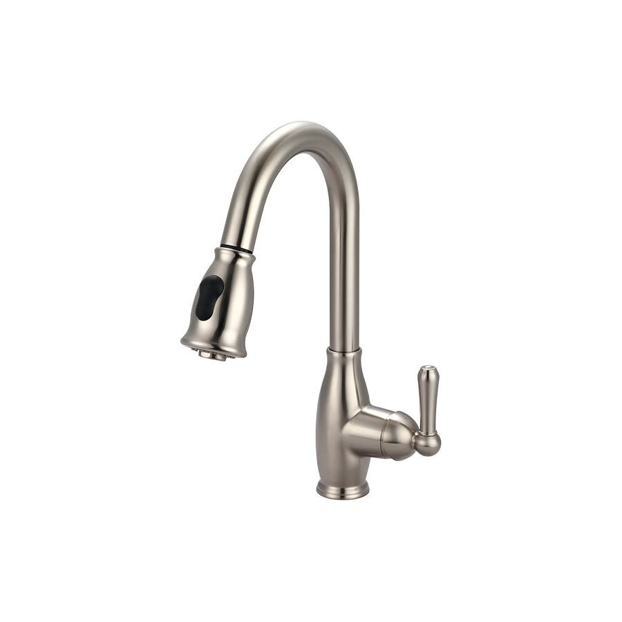 Accent Kitchen Faucet, Deck Mount, ADA, 1 Lever Handle, 1 or 3-Hole, PVD Brushed Nickel