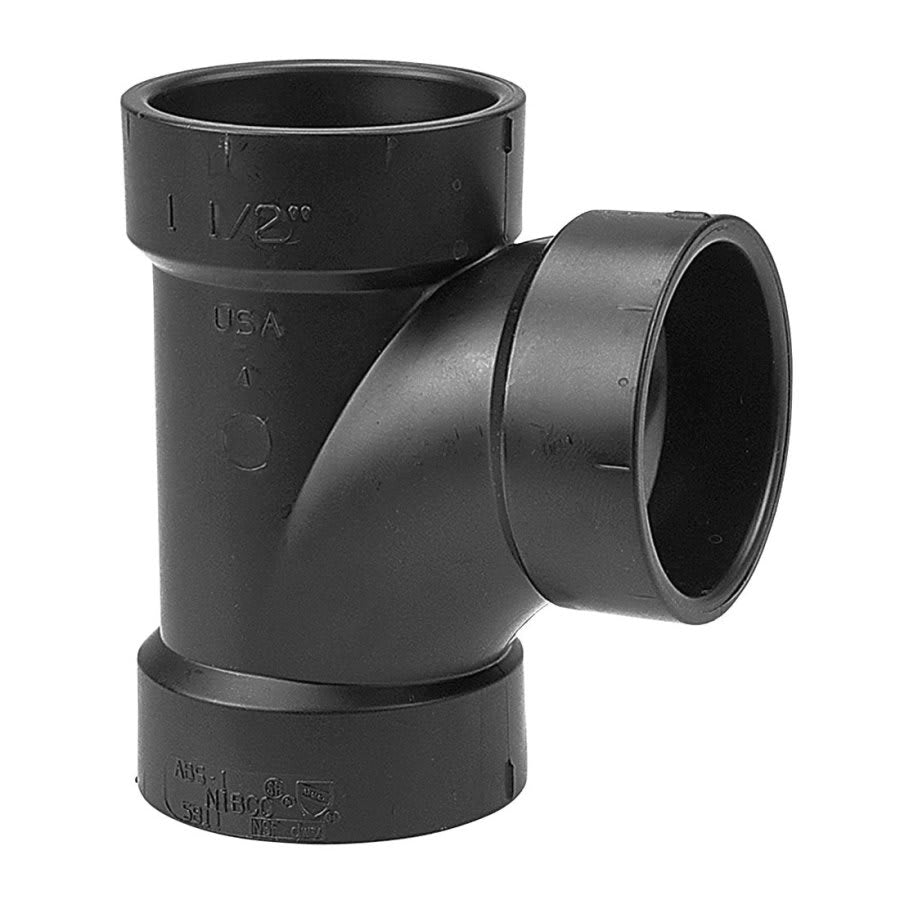 DWV Sanitary Tee, 1-1/2 in, Hub, ABS