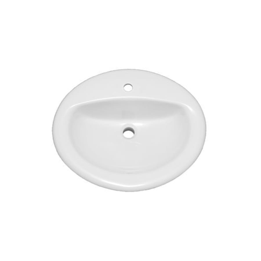 Rockaway 20-1/2" Oval Vitreous China Drop In Bathroom Sink with Overflow and 1 Faucet Hole at 0" Centers