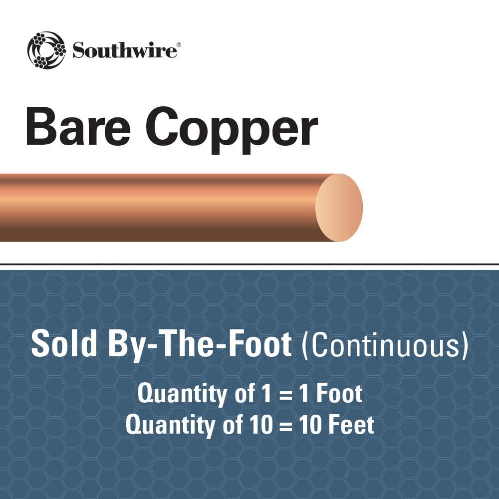 (By-the-Foot) 4-Gauge Solid SD Bare Copper Grounding Wire