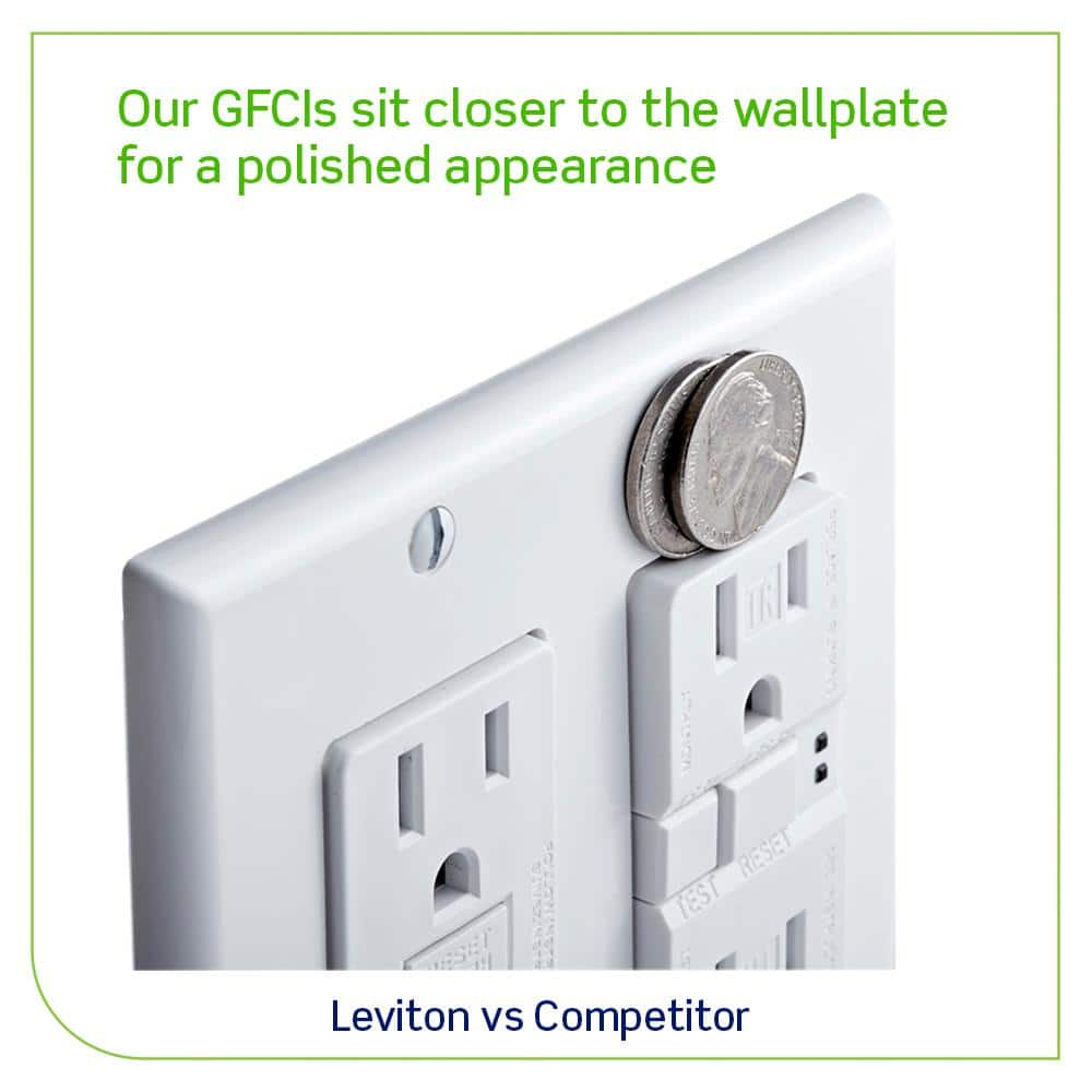 Leviton 20 Amp Self-Test SmartlockPro Slim Duplex GFCI Outlet, White