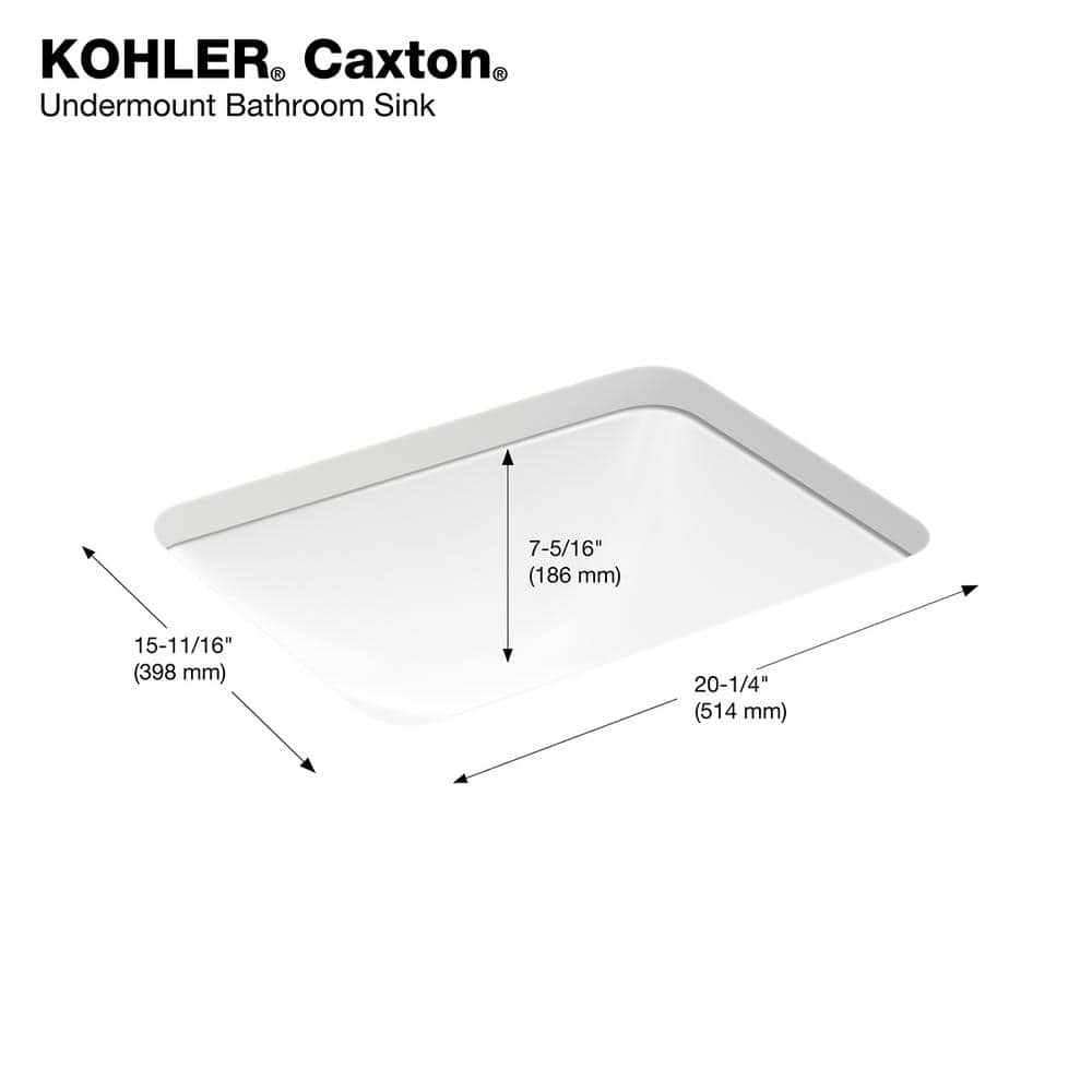 Caxton 20-5/16 in. Rectangular Undermount Bathroom Sink with Overflow in White