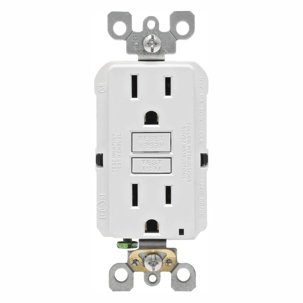 15 Amp 125-Volt Duplex Self-Test Slim GFCI Outlet, White (4-Pack)