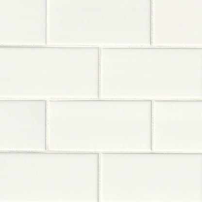 WHITE FLAT GLOSSY SUBWAY TILE 3x6