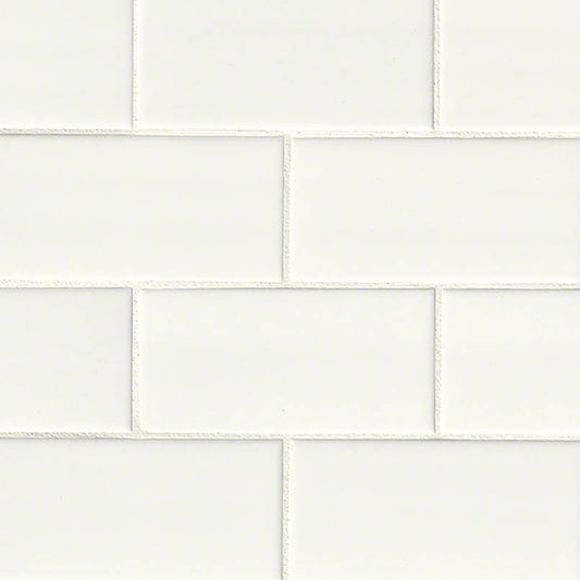 WHITE FLAT GLOSSY SUBWAY TILE 3x6