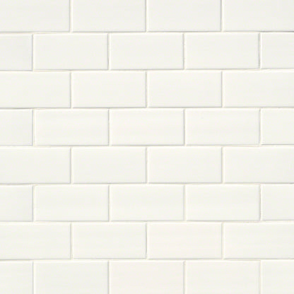 WHITE FLAT GLOSSY SUBWAY TILE 3x6