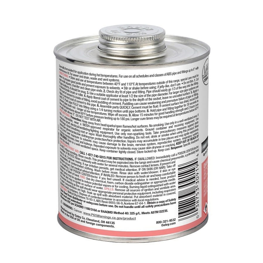 Medium Body Cement, 1 qt, Black, For ABS