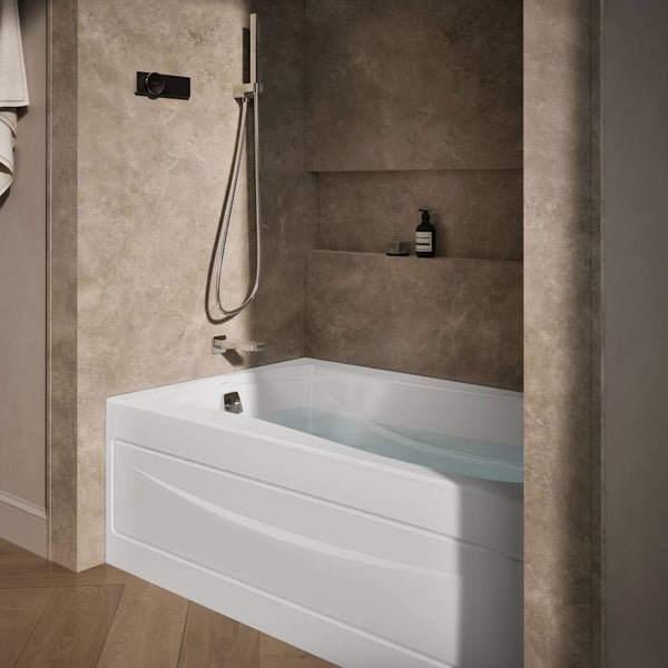 Mariposa Collection 60" Three Wall Alcove Soaking Bath Tub with Left Hand Drain, Apron, Tile Flange and Textured Bottom