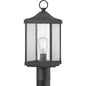 Park Court 1-Light Textured Black Traditional Outdoor Post Lantern with Clear Seeded Glass