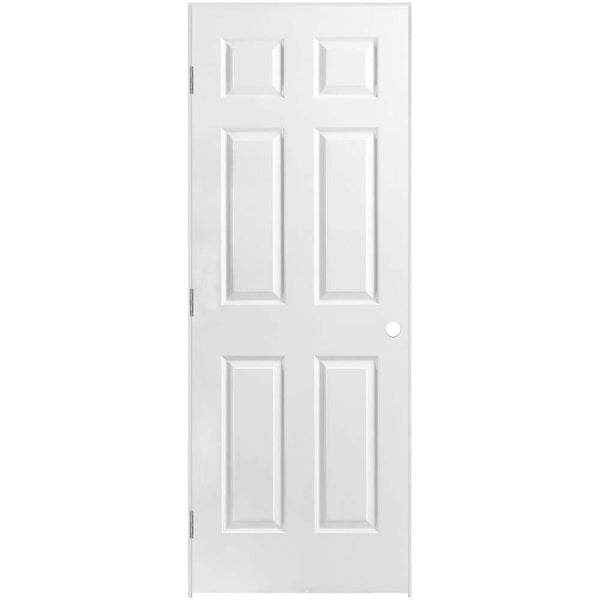 36 in. x 80 in. 6 Panel Right-Handed Hollow-Core Textured Primed White Composite Single Prehung Interior Door