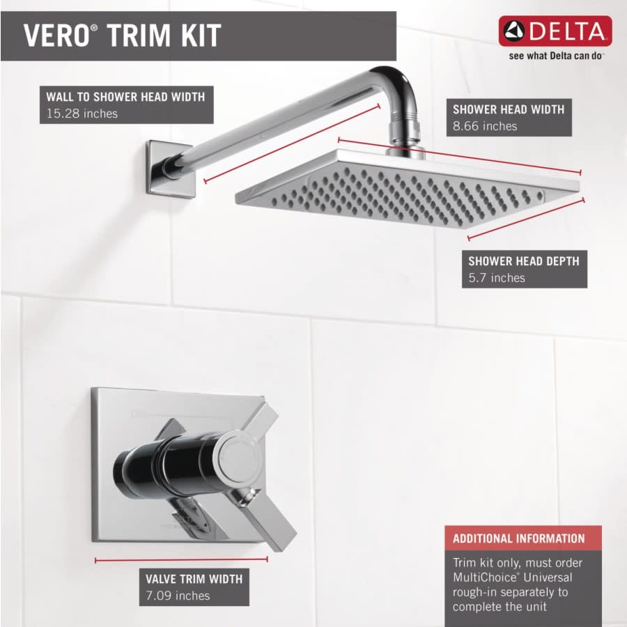 Vero Tempassure 17T Series Dual Function Thermostatic Shower Only with Integrated Volume Control - Less Rough-In Valve