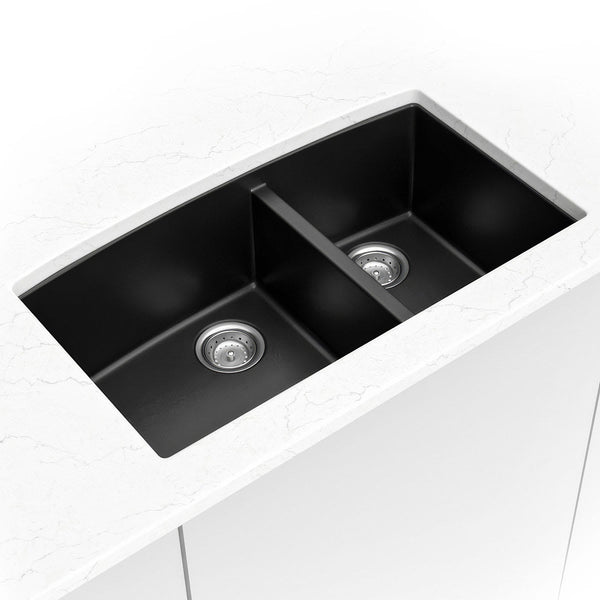 Black Quartz Double Bowl 60/40-3219