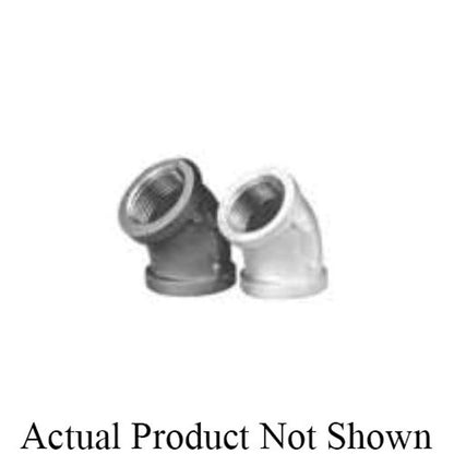 45 deg Elbow, 1/4 in, FNPT, 150 lb, Malleable Iron, Black