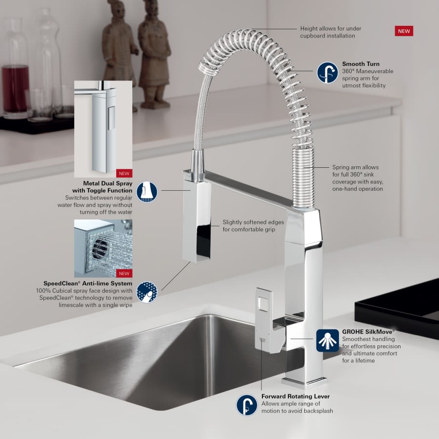 Eurocube Pre-Rinse Kitchen Faucet with 2-Function Toggle Sprayer