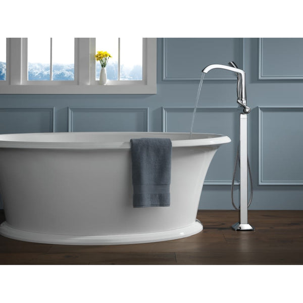 Stryke Floor Mounted Tub Filler with Integrated Diverter and Hand Shower - Less Rough In