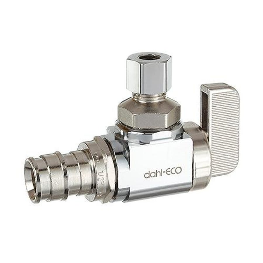 Quarter Turn Angle Stop, 1/2 x 1/4 in, PEX x Comp, Polished Chrome