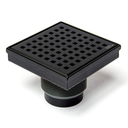 Designline 4 in. x 4 in. Stainless Steel Square Shower Drain with Square Pattern Drain Cover in Matte Black