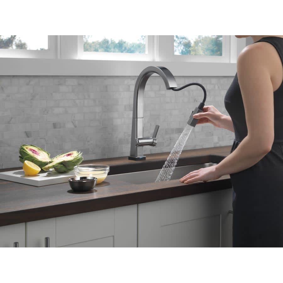 Pivotal 1.8 GPM Single Hole Pull Down Kitchen Faucet with On/Off Touch Activation, Magnetic Docking Spray Head - Includes Lifetime Warranty (5 Year on Electronic Parts)