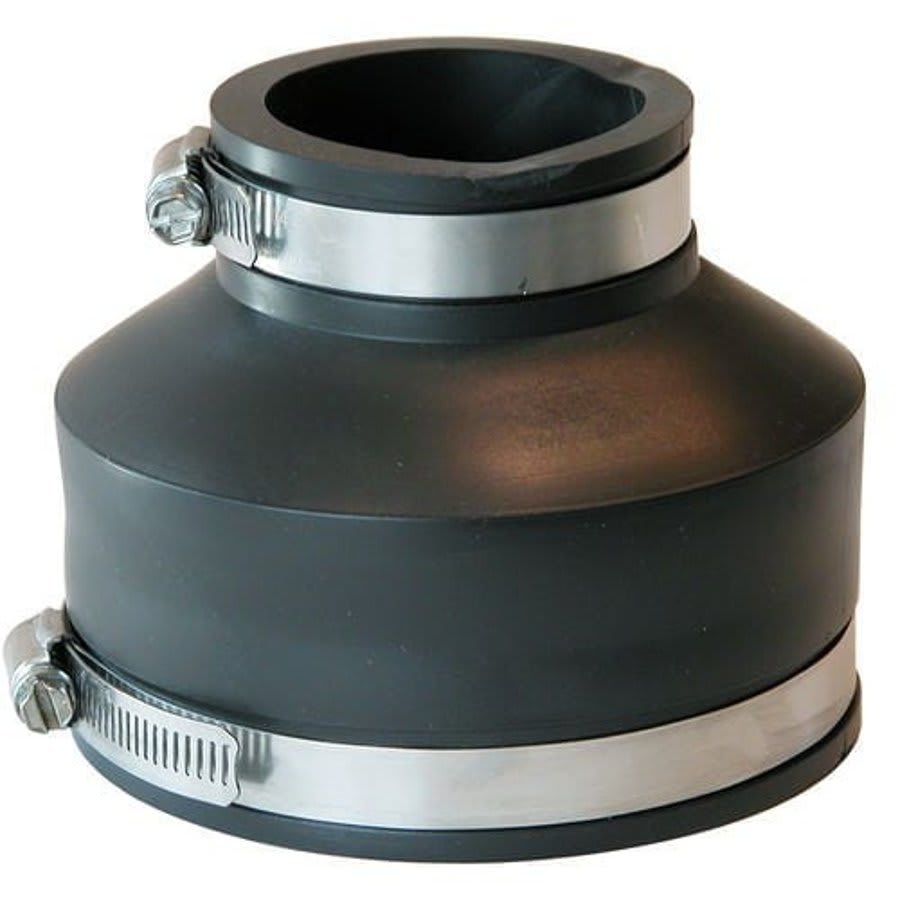 Transition Coupling, 4 x 2 in, Cast Iron/Plastic x Cast Iron/Plastic, Flexible PVC