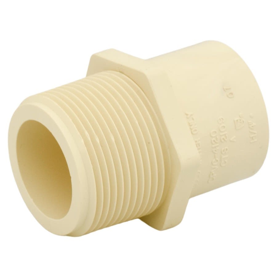 FlowGuard Gold® Male Adapter, 1-1/4 in, Socket x MNPT, SDR 11, CPVC