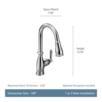 Brantford Single Handle Pulldown Spray Kitchen Faucet with Reflex Technology